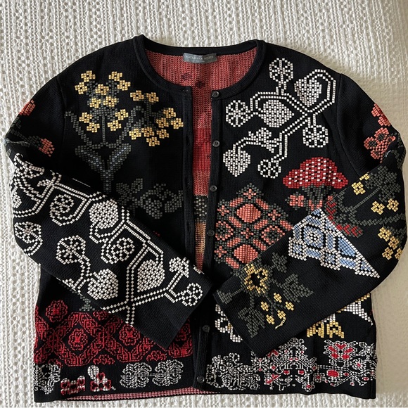 Alexander McQueen Floral Cross Stitch Jacquard Cardigan XL - Picture 2 of 11